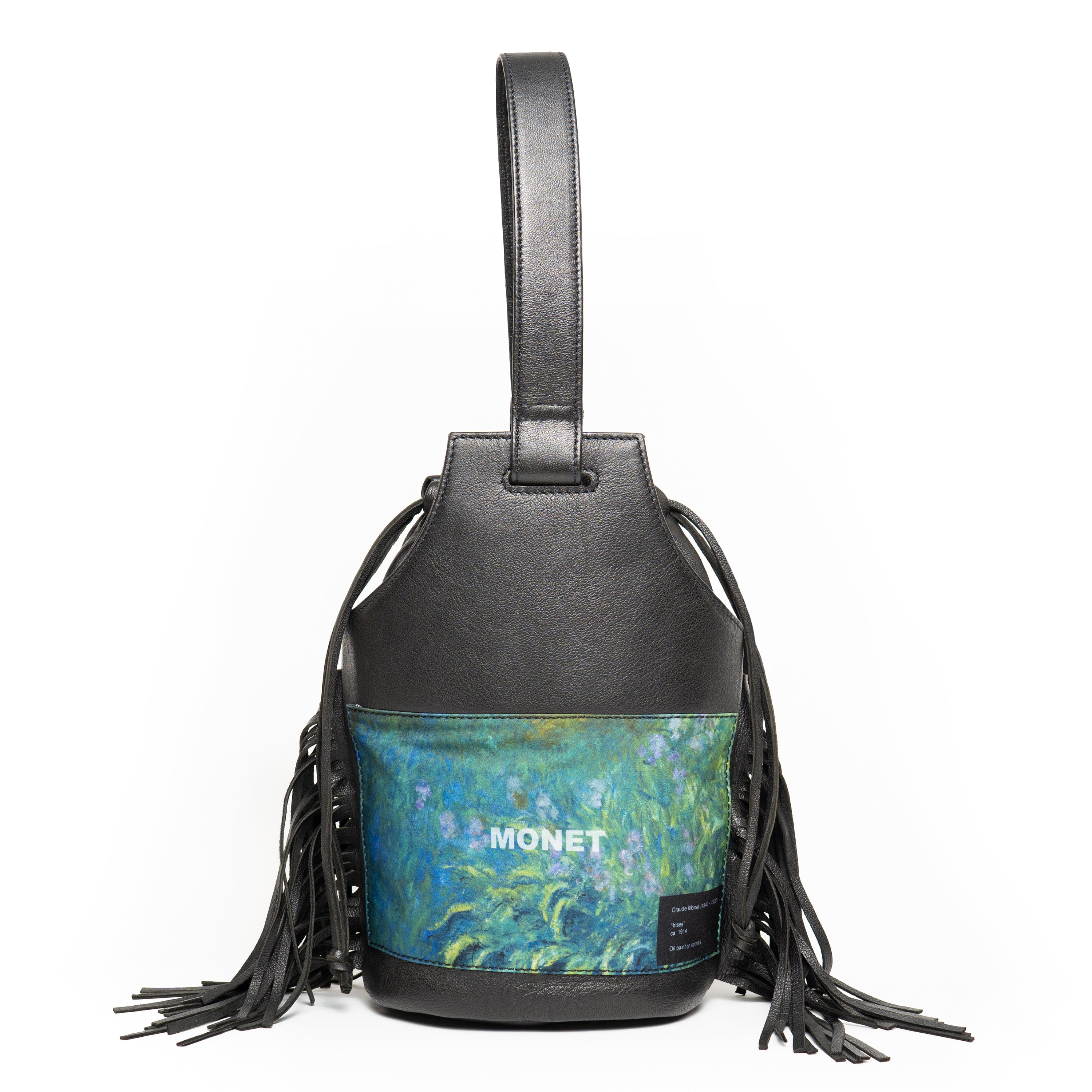 Bolso bombonera con flecos Catalina negro