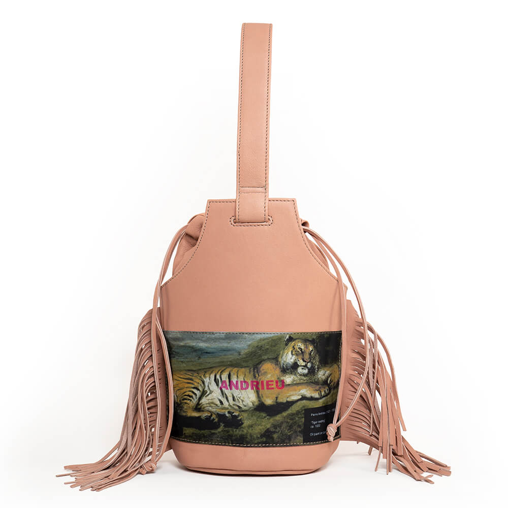 Bucket bag with fringes Catalina in Pink 
